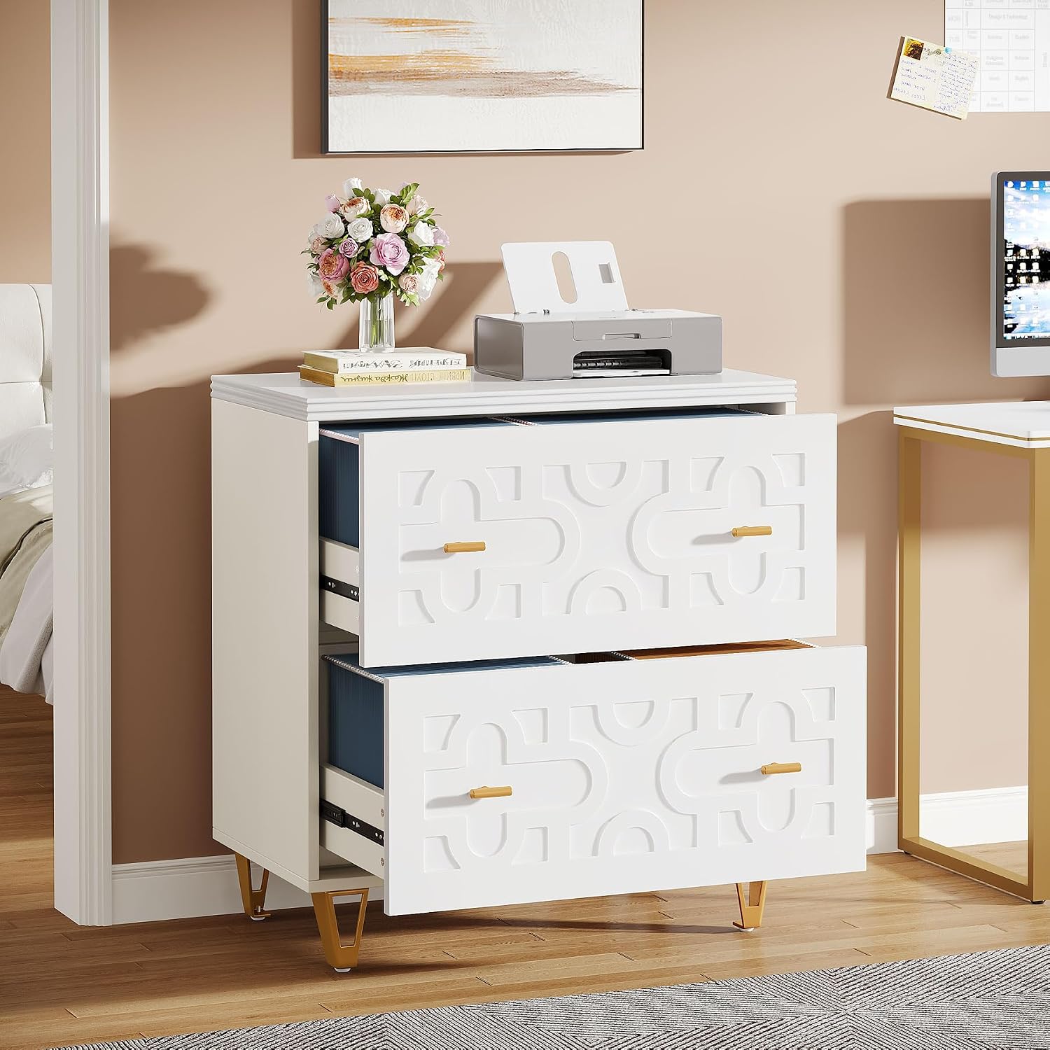 Classeur à 2 tiroirs, blanc ch - Printer Stand avis et prix